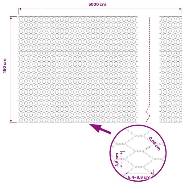 Шестоъгълна ограда Сив 1,5 x 50 m ПВЦ