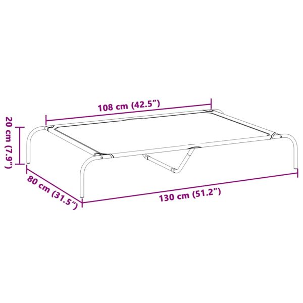 Повдигнато легло за кучета сиво 130x80x20 cm Оксфорд плат
