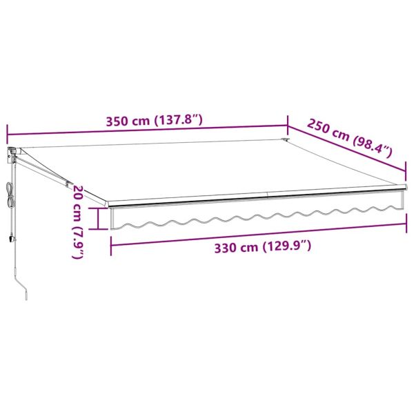 Автоматично прибираща се тента, кафяв, 350x250 см