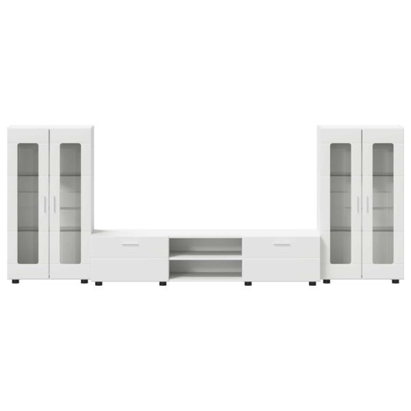 Комплект ТВ шкаф с чекмедже FLORIN 3 pcs Бяло Инженерно дърво