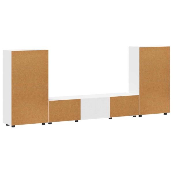 Комплект ТВ шкаф с чекмедже FLORIN 3 pcs Бяло Инженерно дърво