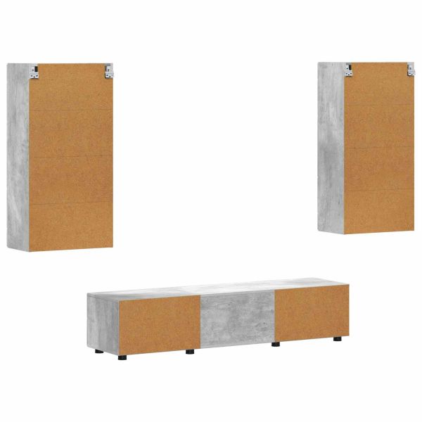 Комплект ТВ шкаф FLORIN 3 pcs Циментено сиво Инженерно дърво