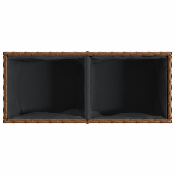 Градински плантер с 2 саксии, кафяв, 72x30x32 см, полиратан