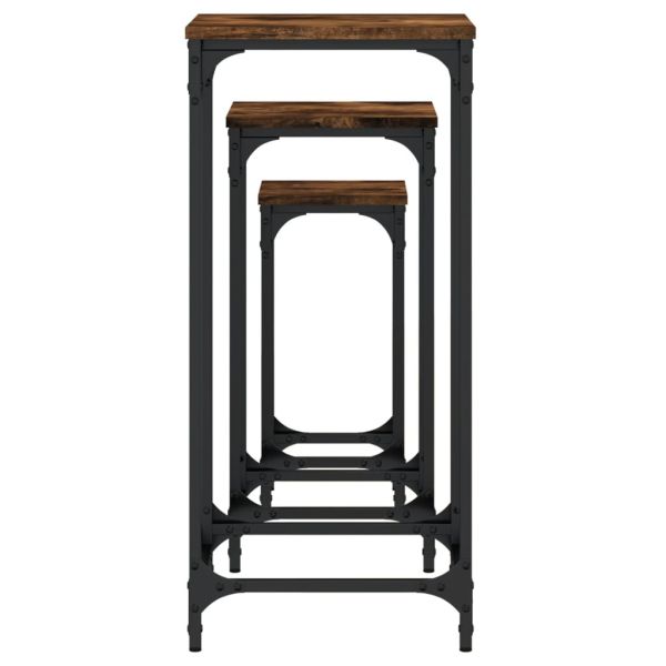 Стифиращи странични маси, 3 бр, опушен дъб, инженерно дърво