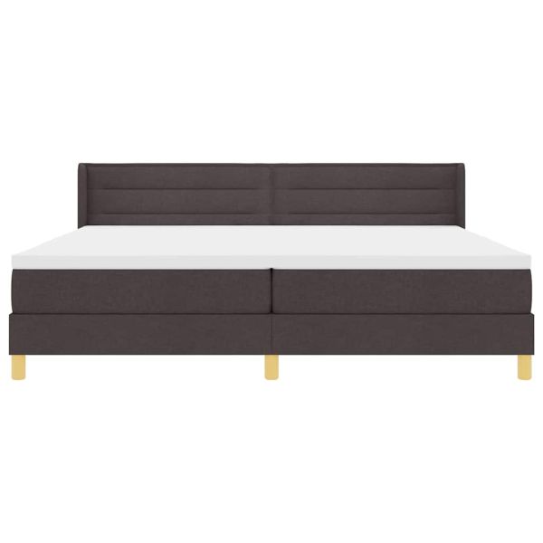Легло с пружинирана основа Тъмен кафяв 200 x 200 cm текстил