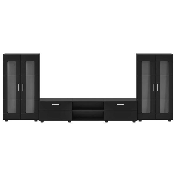 Комплект ТВ шкаф с чекмедже FLORIN 3 pcs Черно Инженерно дърво