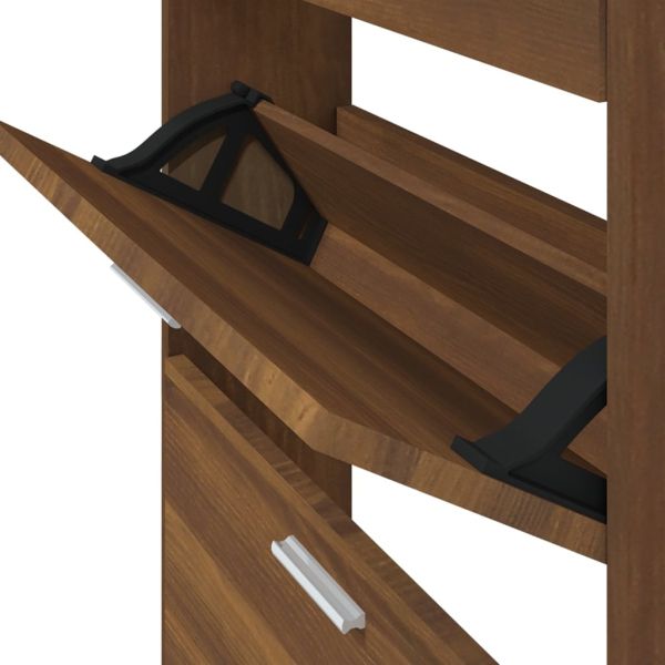 Шкаф за обувки, кафяв дъб, 59x17x108 см, инженерно дърво