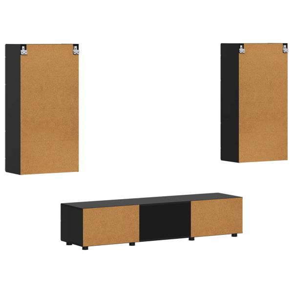 Комплект ТВ шкаф с чекмедже FLORIN 3 pcs Черно Инженерно дърво