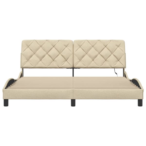 Рамка за легло с LED без матрак кремава 180x200 см плат