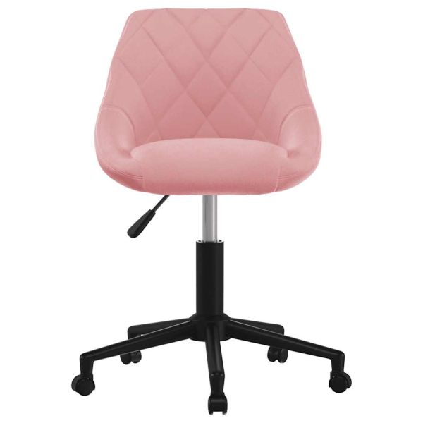 Въртящ се офис стол, розов, кадифе