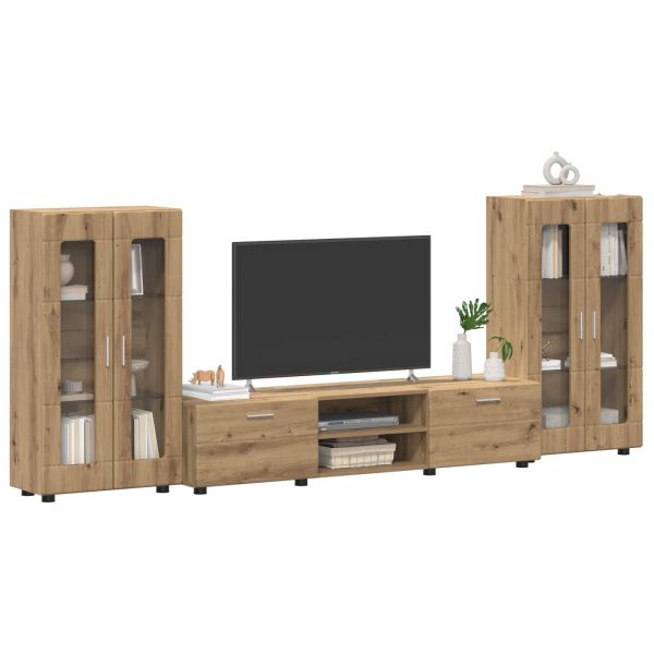 Комплект ТВ шкаф с чекмедже FLORIN 3 pcs Дъб Инженерно дърво