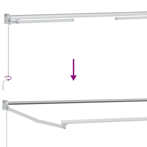 Ръчен изтеглящ сенник с LED светлини Кафяв и бял 3,5 x 2,5 m