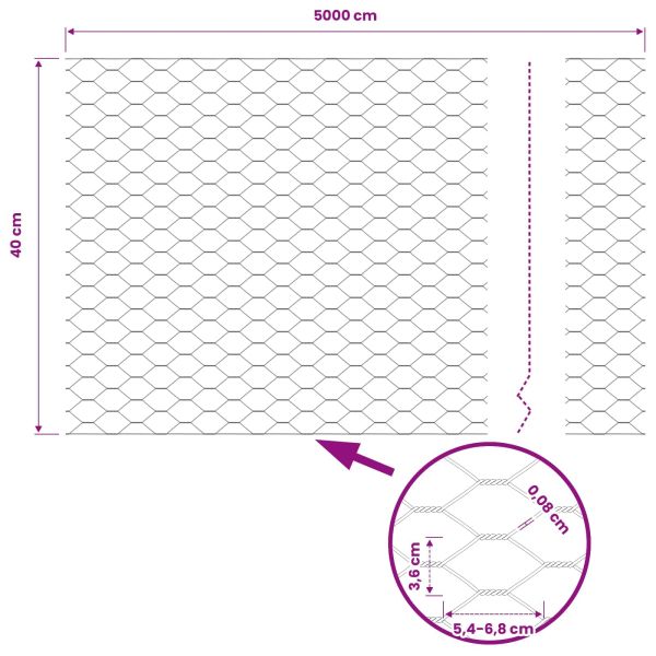Шестоъгълна ограда Сив 0,4 x 50 м ПВЦ