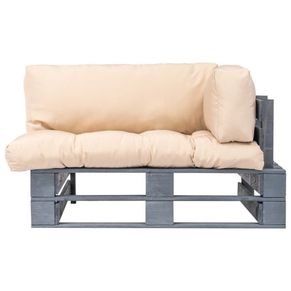 Градински палетен диван с пясъчни възглавници, борово дърво