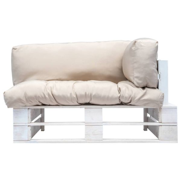 Градински палетен диван с пясъчни възглавници, борово дърво