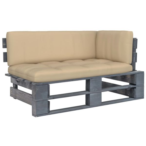 Градинска палетен ъглов диван сив импрегнирано борово дърво