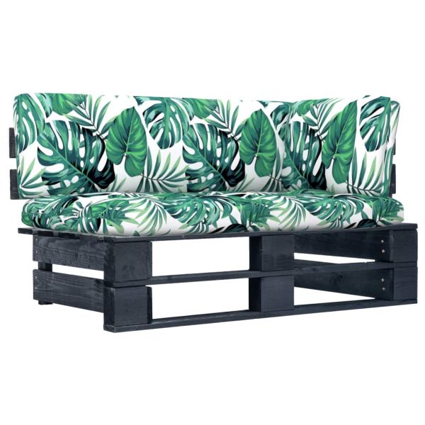 Градинска палетен ъглов диван черен импрегнирано борово дърво
