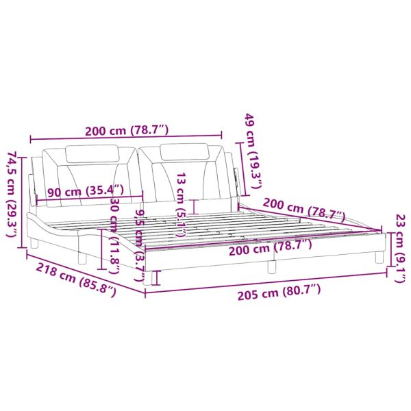 Рамка за легло Viana без матрак, кафява, 200x200 см, изкуствена кожа