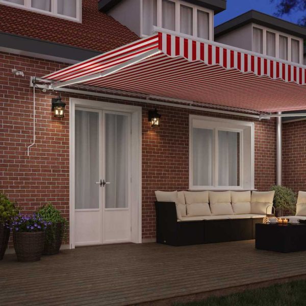 Сгъваем навес Червено и бяло 500 × 300 cm Полиестер и метал