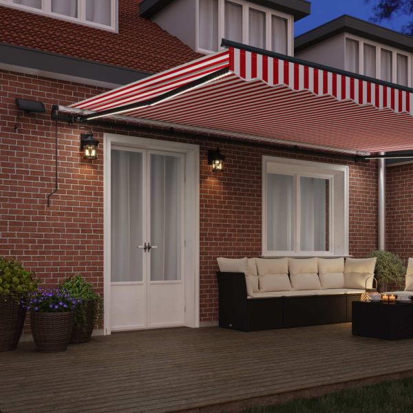 Сгъваем навес Червен и бял 500 ×300 cm текстил