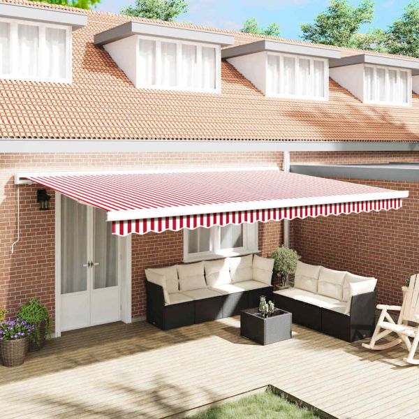 Сгъваем навес Червено и бяло 500 × 300 cm Текстил и Метал