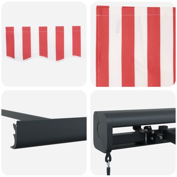 Сгъваем навес Червено и бяло 500 × 300 cm Текстил и Метал