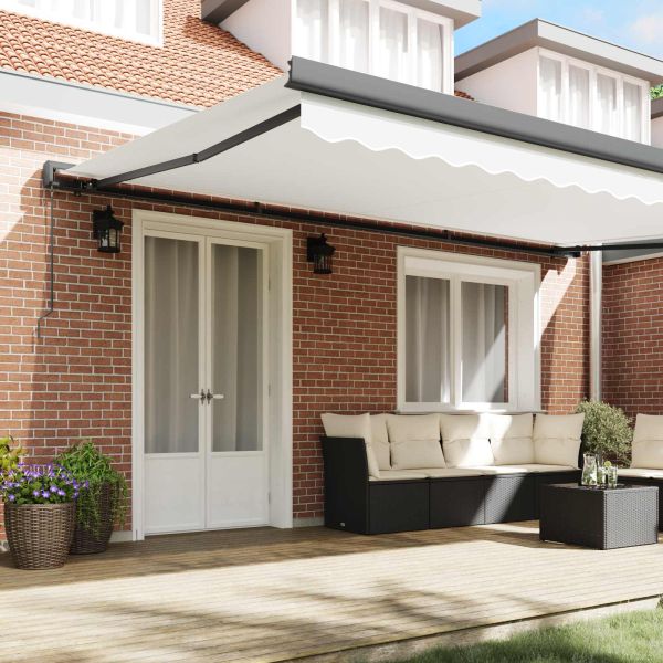 Сгъваем навес Бяло 500 × 300 cm Текстил и Метал