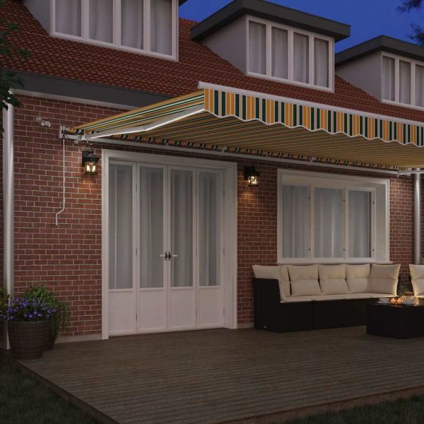 Сгъваем навес Зелен и жълт 600 × 300 cm Полиестер и метал