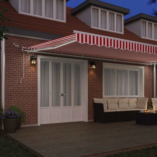 Сгъваем навес Червено и бяло 600 × 350 cm Полиестер и метал