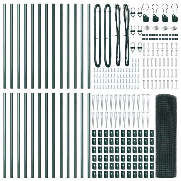 Стълб за ограда. Зелен 50 x 0,4 м (12 x 12 мм мрежа)