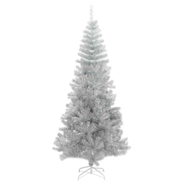 Коледно дърво с 300 LED светодиода Сребрист 240 cm PET