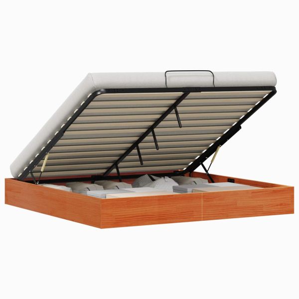 Отоман легло рамка с хранилище Восъчен Кафяв 200 x 200 cm