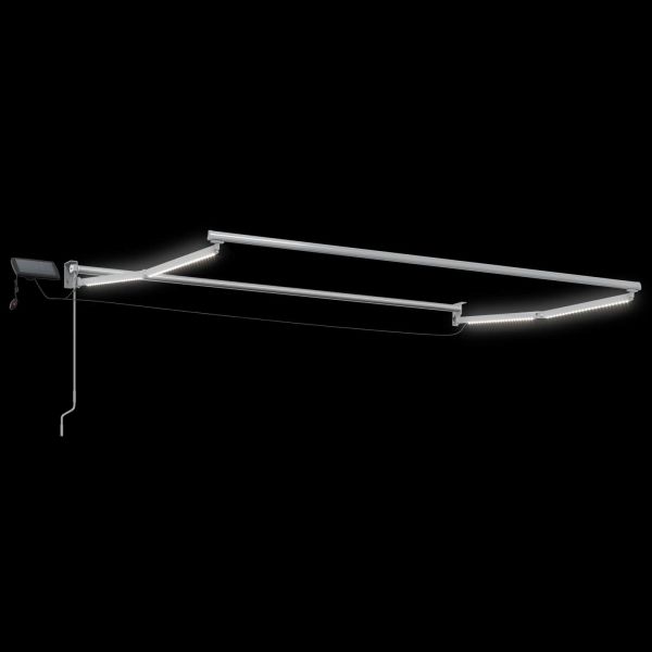 Ръчен изтеглящ сенник с LED светлини Светлосив и бял 3,5 x 2 m