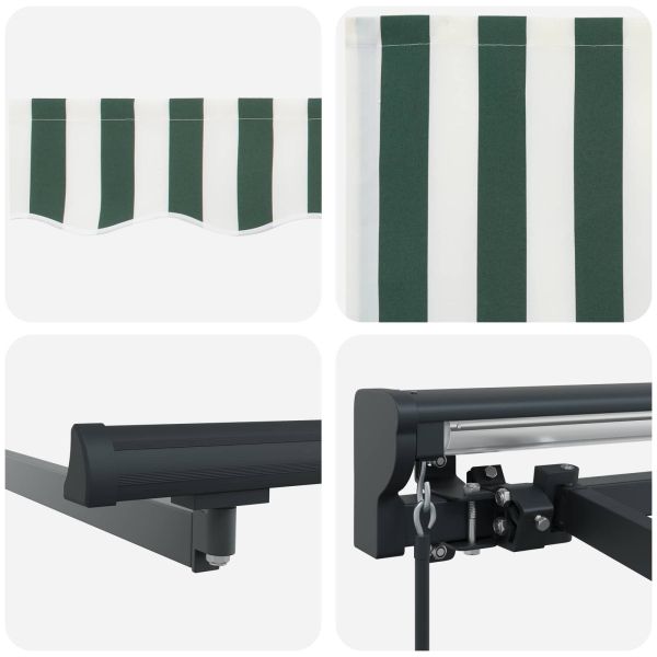 Ръчен сгъваем навес Зелен и бял 4 x 2 m Полиестер с PU покритие