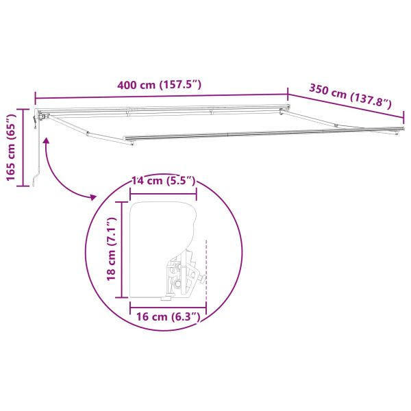 Електрически разтегателен навес Червено, Бяло, Антрацит
