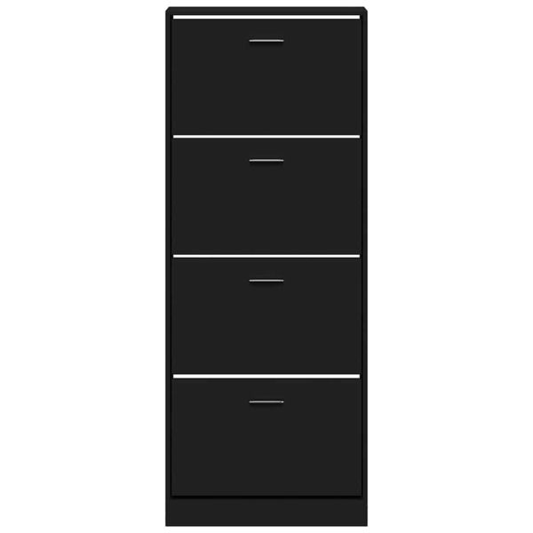 Шкаф за обувки, черен, 59x17x150 см, инженерно дърво