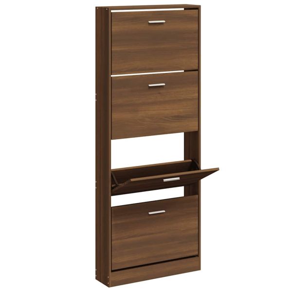 Шкаф за обувки, кафяв дъб, 59x17x150 см, инженерно дърво