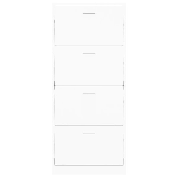 Шкаф за обувки, бял, 63x24x147 см, инженерно дърво