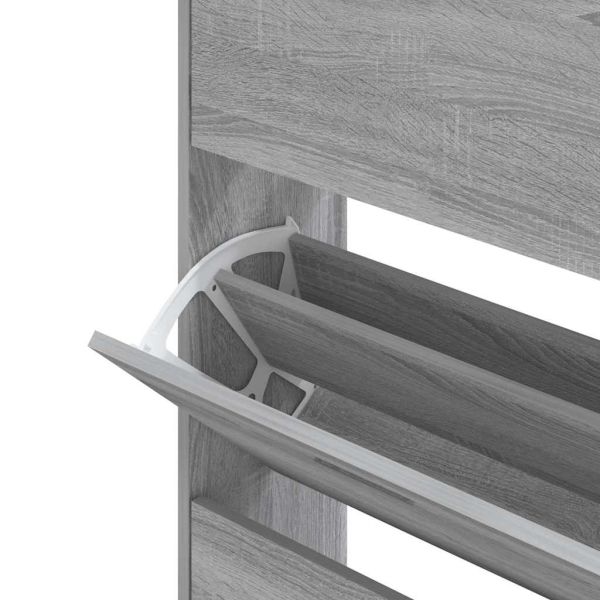 Шкаф за обувки, сив сонома, 63x24x147 см, инженерно дърво