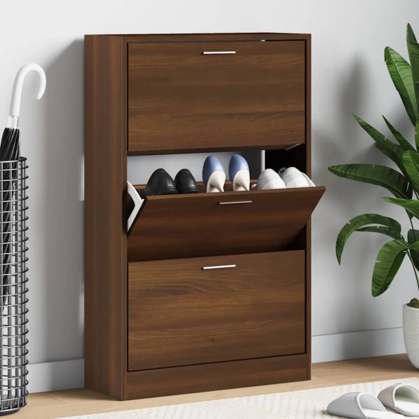 Шкаф за обувки, кафяв дъб, 63x24x103 см, инженерно дърво