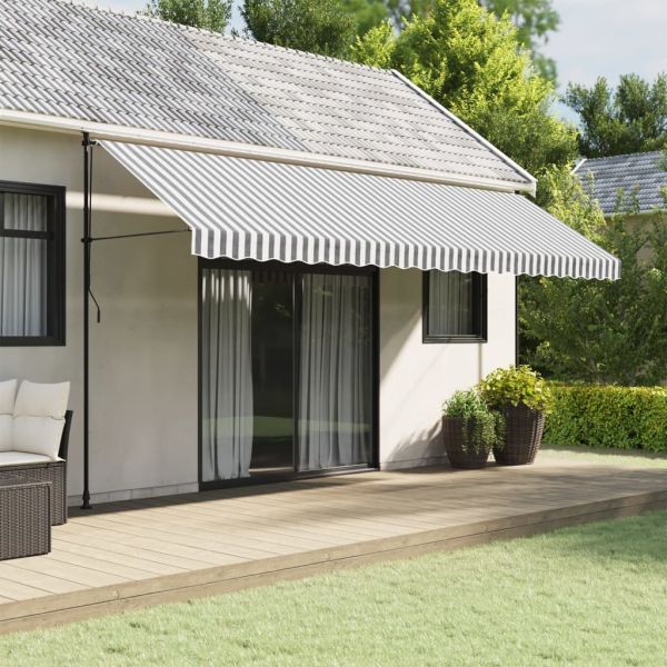 Резервно платнище за волан за тенти, антрацит-бели ленти, 5 м