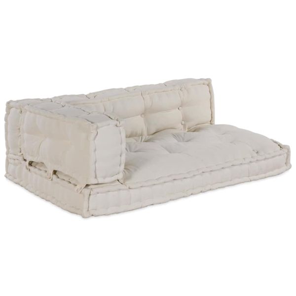 Кушон за палетен диван 3 pcs Кремаво 120 x 80 x 34 см Текстил