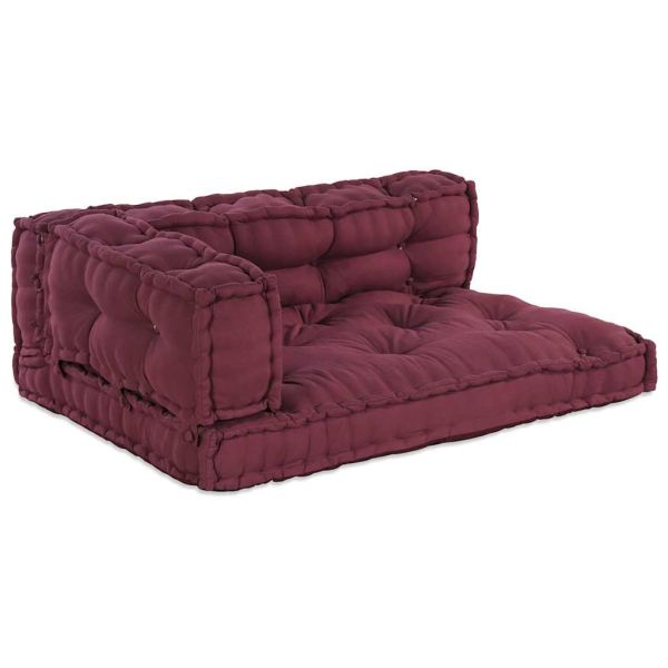 Кушон за палетен диван 3 pcs Тъмен червен 120 x 80 x 38 см