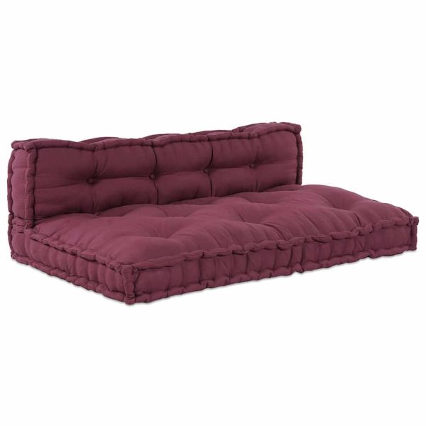 Кушон за палетен диван 2 pcs Тъмен червен 120 x 80 x 38 см