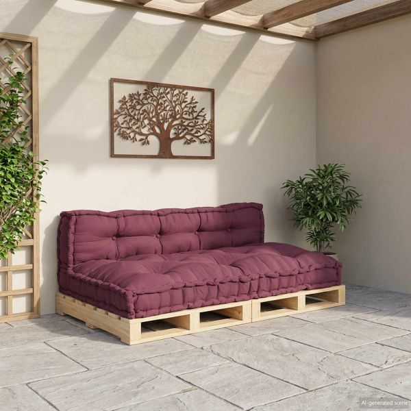 Кушон за палетен диван 2 pcs Тъмен червен 120 x 80 x 38 см