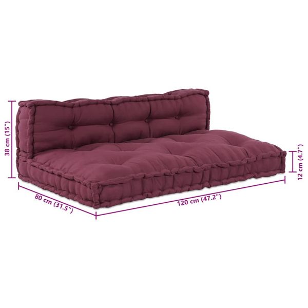 Кушон за палетен диван 2 pcs Тъмен червен 120 x 80 x 38 см