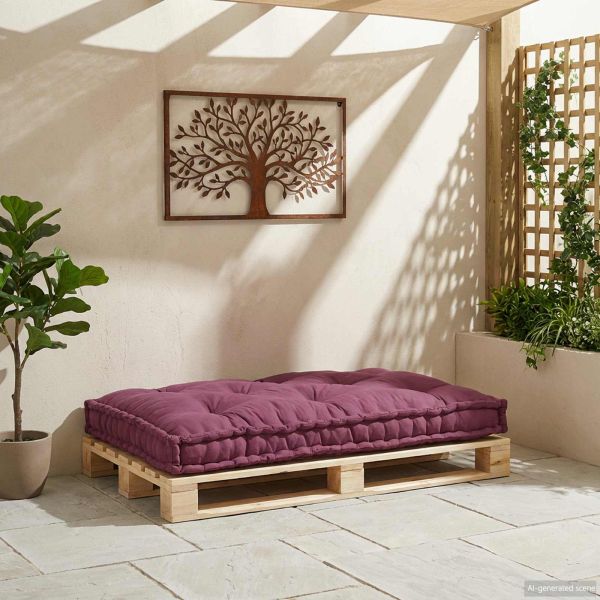Кушон за палетен диван Тъмен червен 120 x 80 x 12 cm Текстил