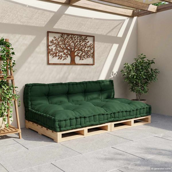 Кушон за палетен диван 2 pcs Зелено 120 x 80 x 38 см Текстил