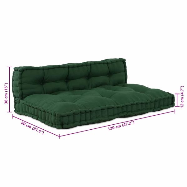 Кушон за палетен диван 2 pcs Зелено 120 x 80 x 38 см Текстил