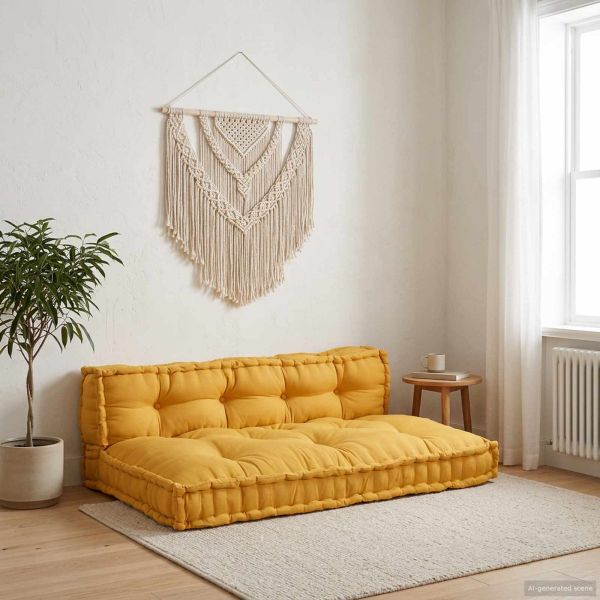 Кушон за палетен диван 2 pcs Жълто 120 x 80 x 38 см Текстил